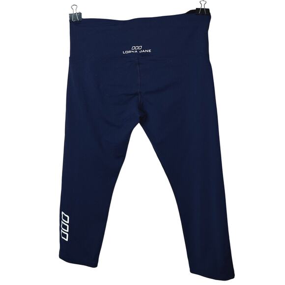 Lorna Jane Navy Blue Low Rise Crop Yoga Pants Tight Activewear Leggings Small - Picture 1 of 10